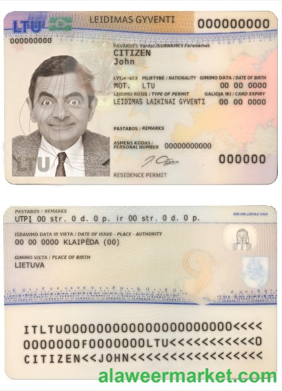 Lithuania (Litva) residence permit card template in PSD format, fully editable (2020- present)